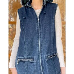 NorthStyle Flannel Lined Zip Denim Vest Womens Size M Granola Grunge Garage Y2K